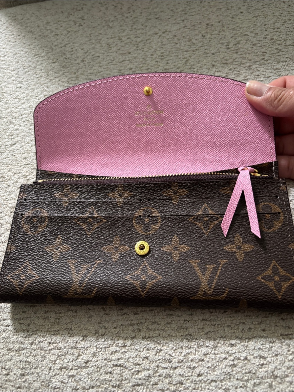**FASHION** Monogram Wallet - Pink & Brown with Pink Snap - Picture 8 of 17